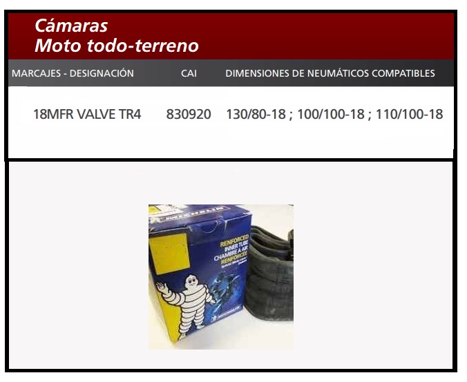 CAMARA MOTO MICHELIN 18MFR VALVE TR4